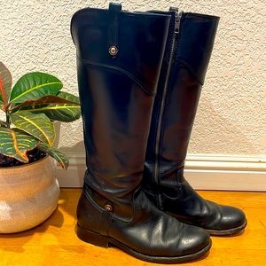 Frye Tall Black Riding Boots - Melissa Tab